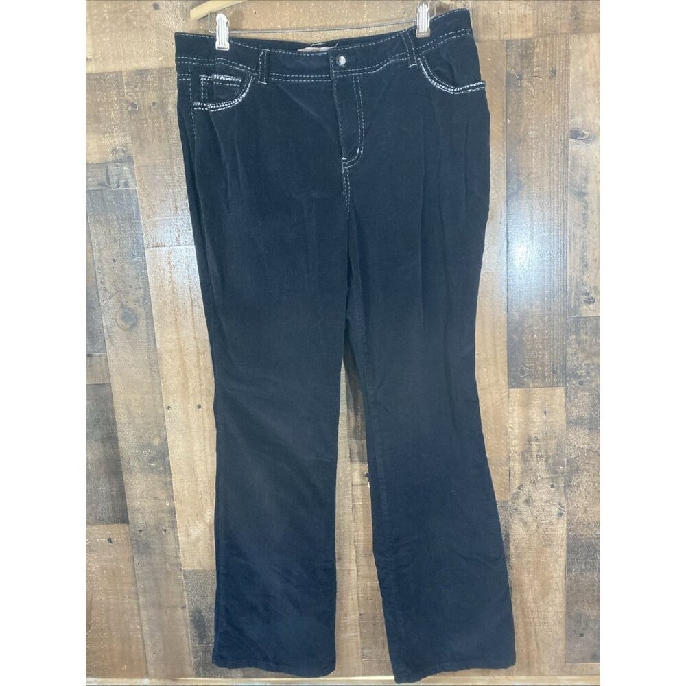 George & Martha Women's Size 14 Black stretch, Corduroy Straight Leg‎ Pants